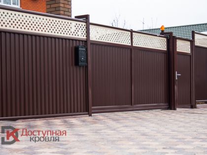 Модульные ограждения, Калитка и Ворота Эстет Плюс RAL 8017-1014 шоколад-слоновая кость