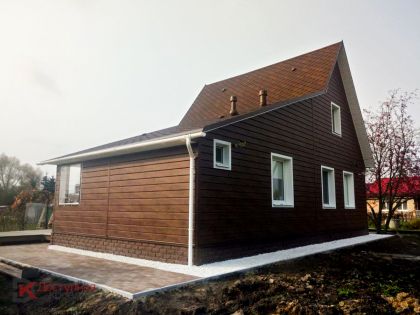 Металлический сайдинг Grand Line Эко Брус в цвете Античный дуб